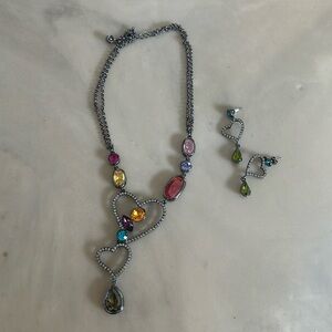 Y2K Barbie  crystal heart necklace set